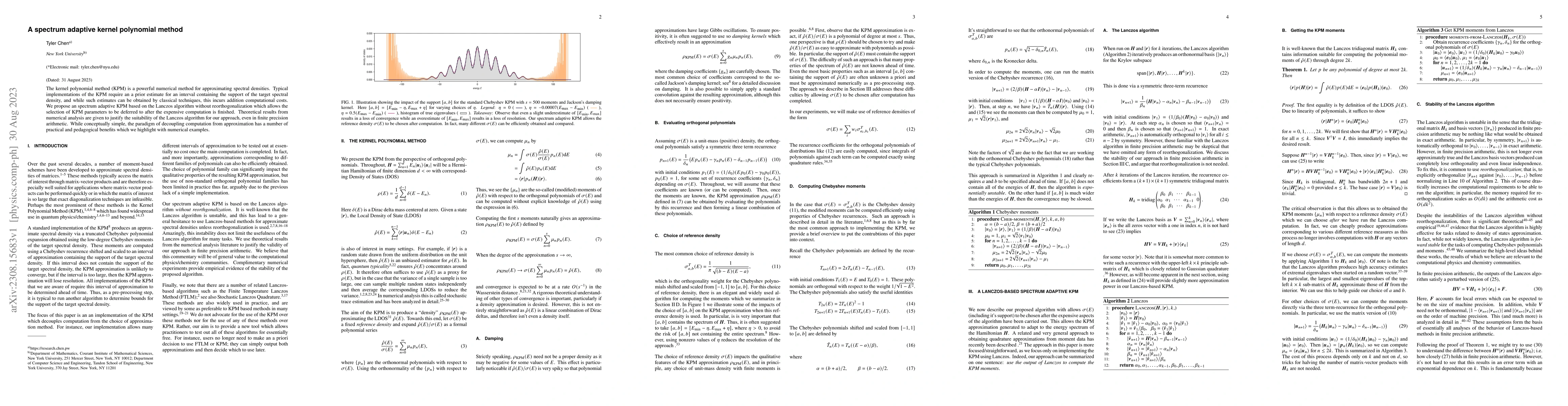 Thumbnail for A spectrum adaptive kernel polynomial method