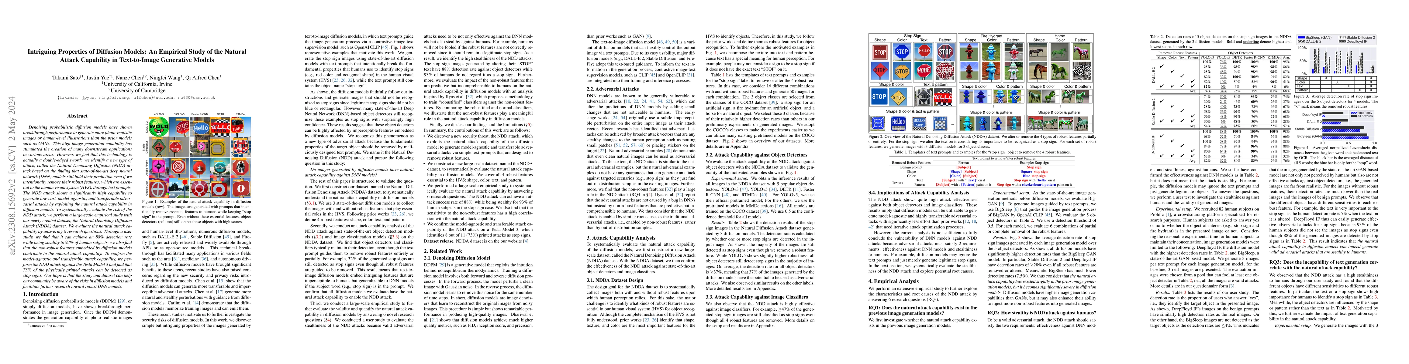 Thumbnail for Intriguing Properties of Diffusion Models: An Empirical Study of the
  Natural Attack Capability in Text-to-Image Generative Models