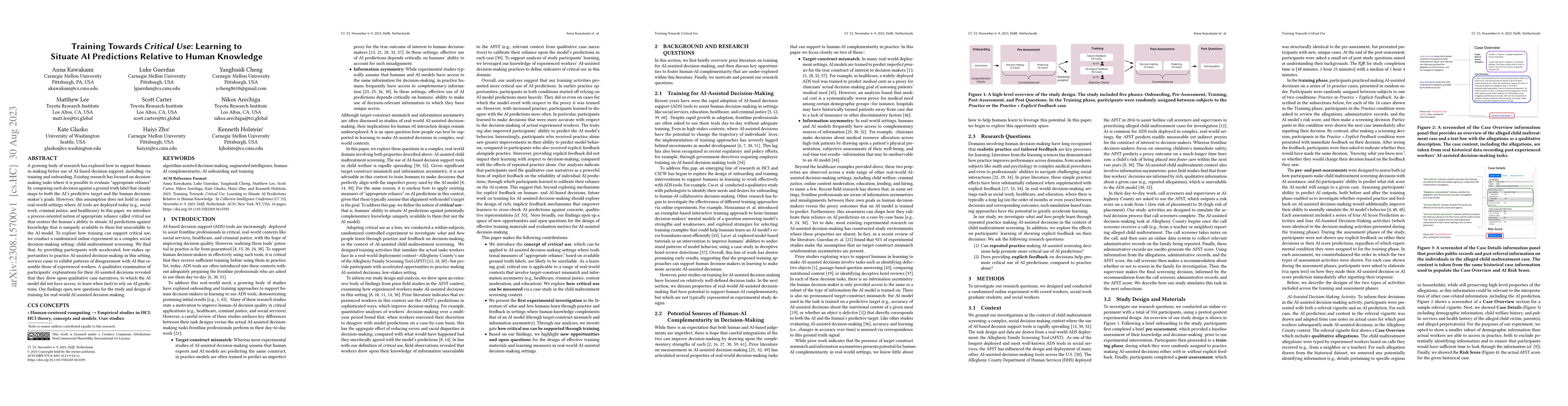 Thumbnail for Training Towards Critical Use: Learning to Situate AI Predictions
  Relative to Human Knowledge