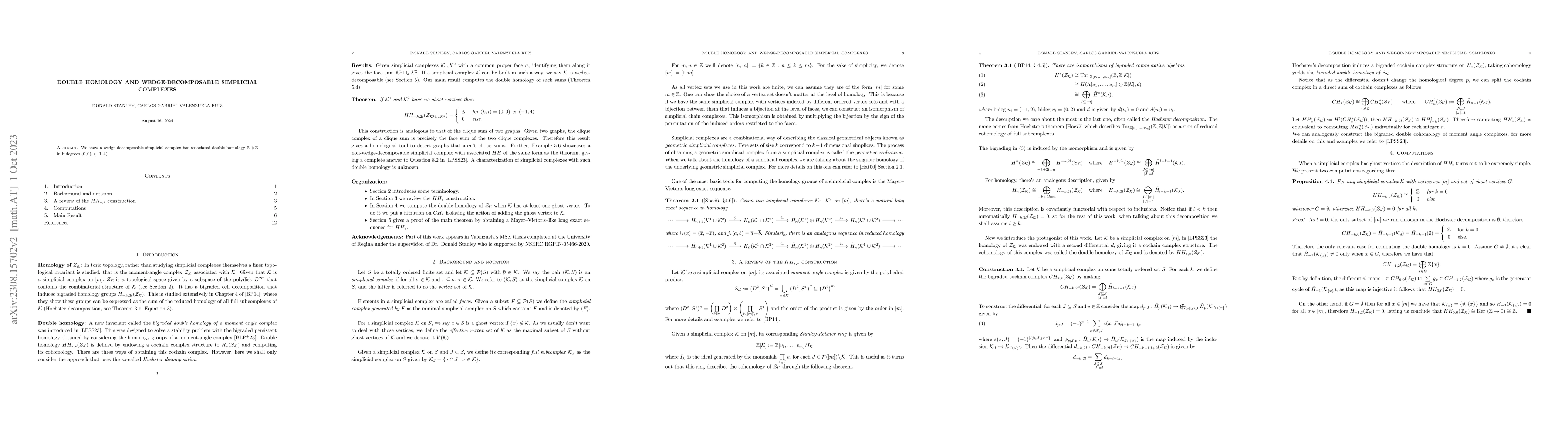 Thumbnail for Double homology and wedge-decomposable simplicial complexes