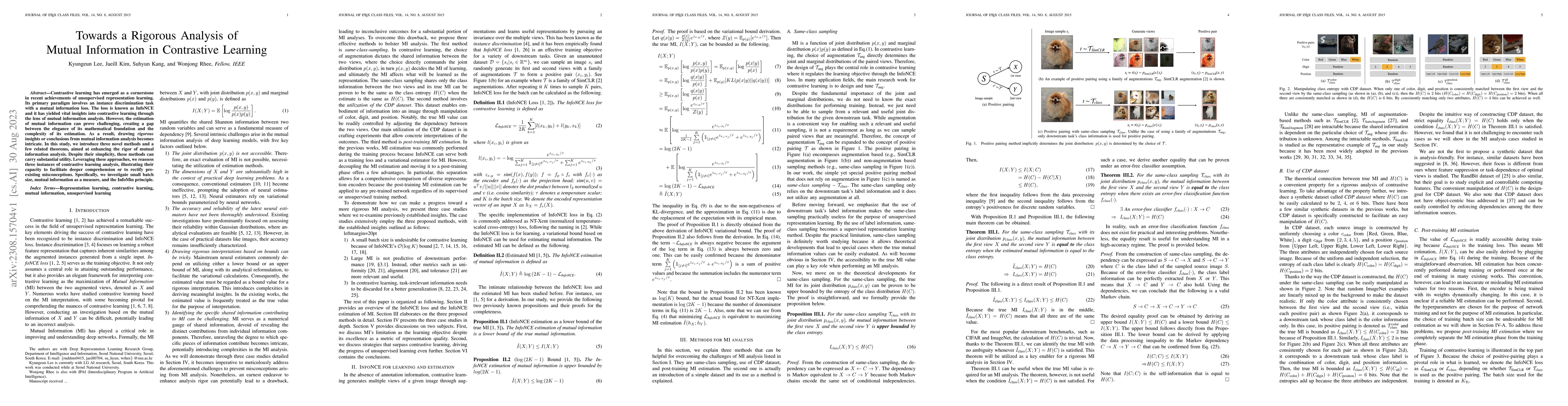 Thumbnail for Towards a Rigorous Analysis of Mutual Information in Contrastive
  Learning