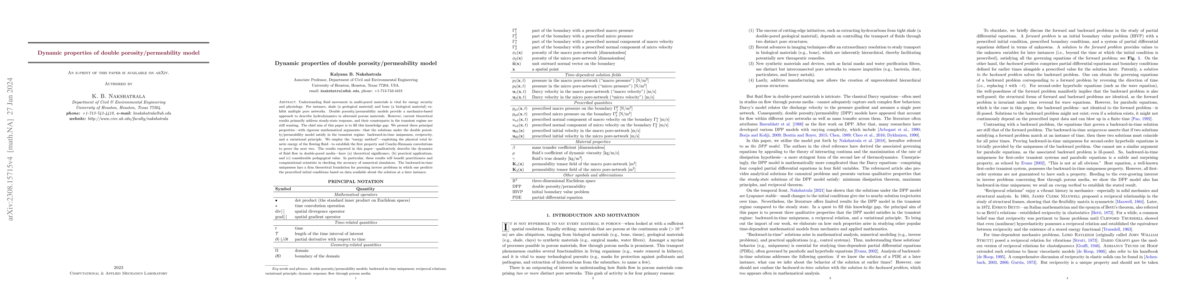 Thumbnail for Dynamic properties of double porosity/permeability model