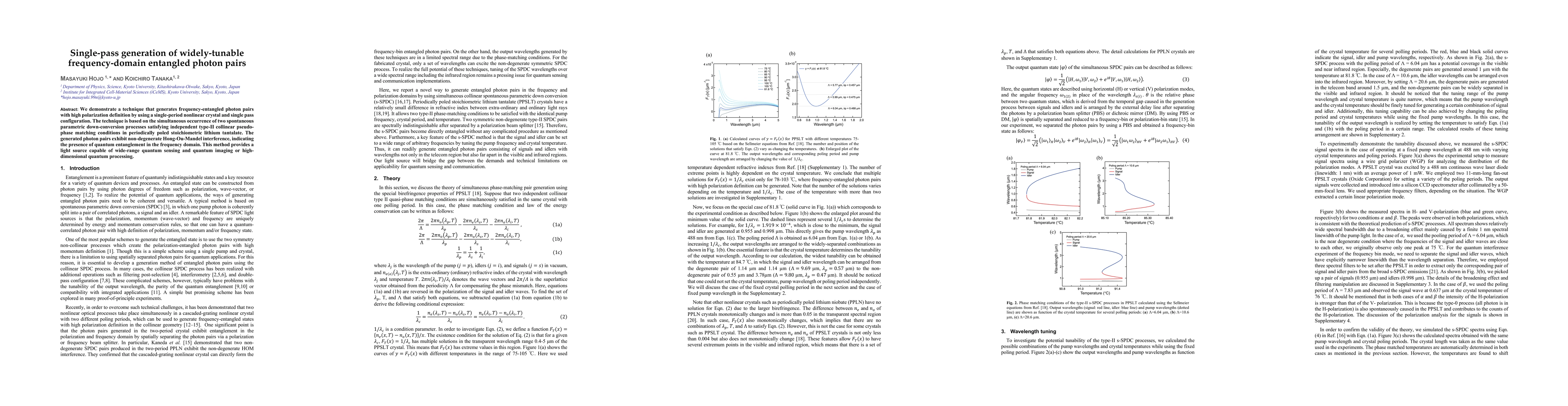 Thumbnail for Single-pass generation of widely-tunable frequency-domain entangled
  photon pairs