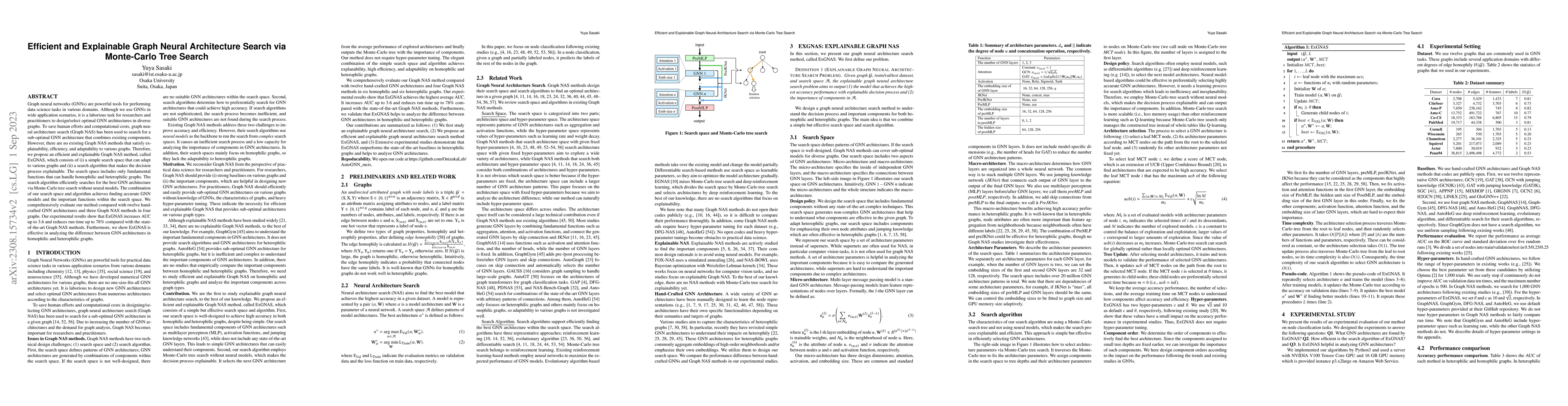 Thumbnail for Efficient and Explainable Graph Neural Architecture Search via
  Monte-Carlo Tree Search