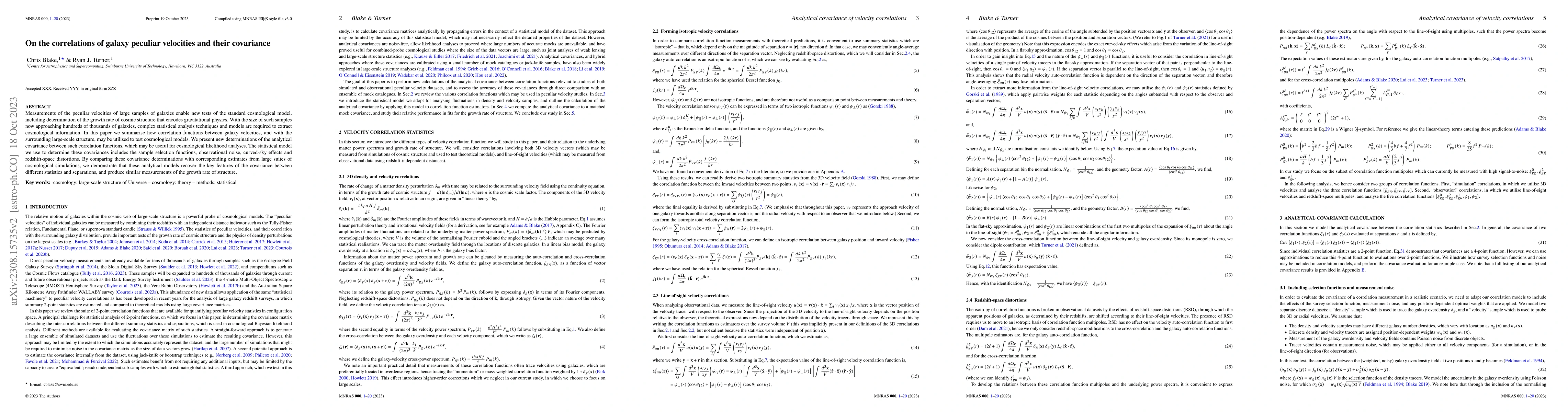 Thumbnail for On the correlations of galaxy peculiar velocities and their covariance