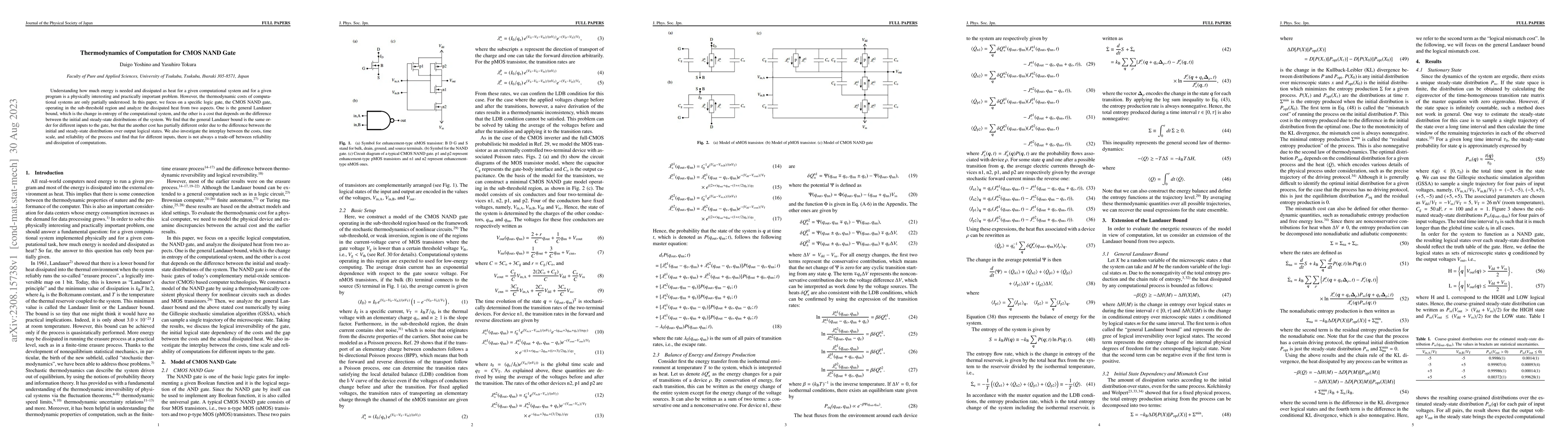Thumbnail for Thermodynamics of Computation for CMOS NAND Gate