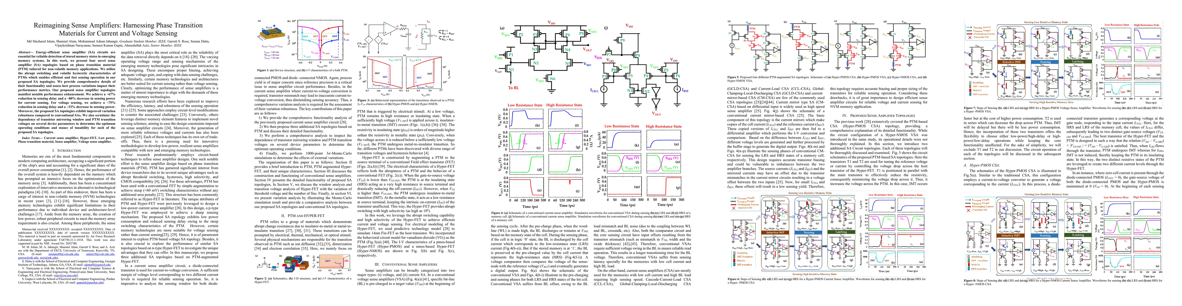 Thumbnail for Reimagining Sense Amplifiers: Harnessing Phase Transition Materials for
  Current and Voltage Sensing
