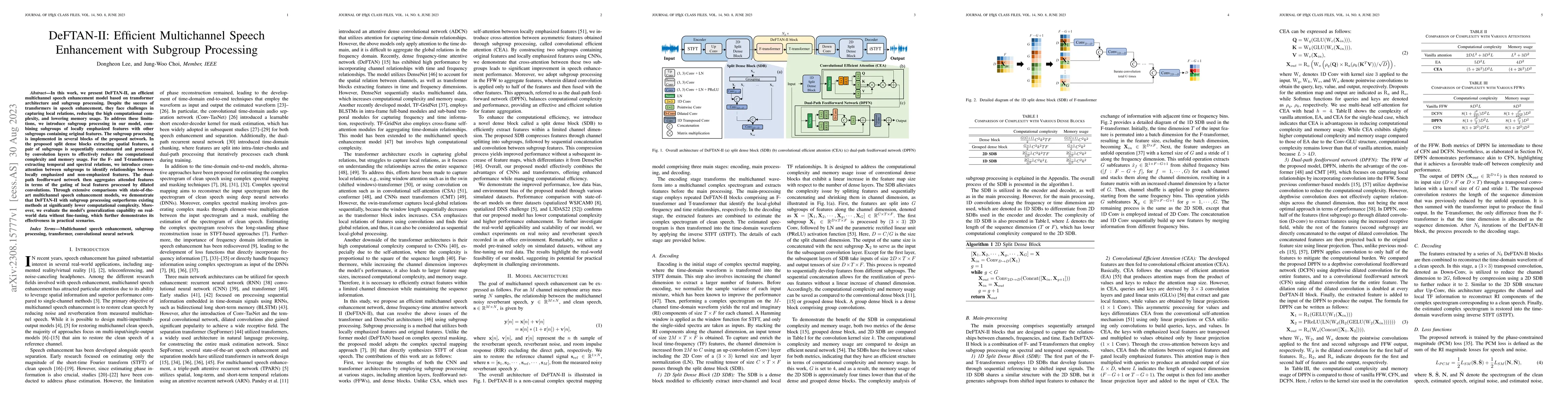 Thumbnail for DeFTAN-II: Efficient Multichannel Speech Enhancement with Subgroup
  Processing