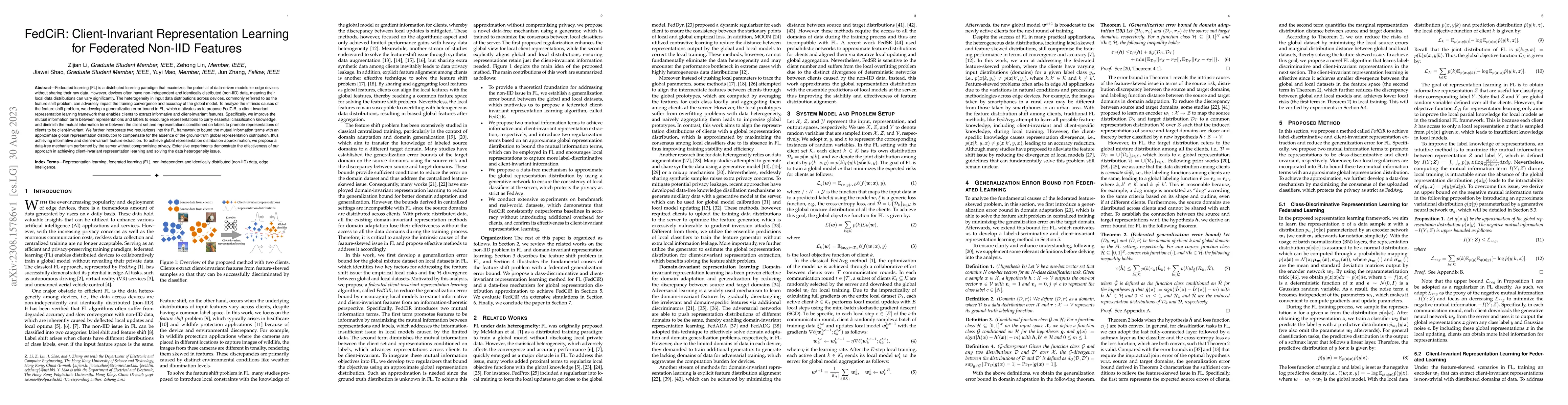 Thumbnail for FedCiR: Client-Invariant Representation Learning for Federated Non-IID
  Features