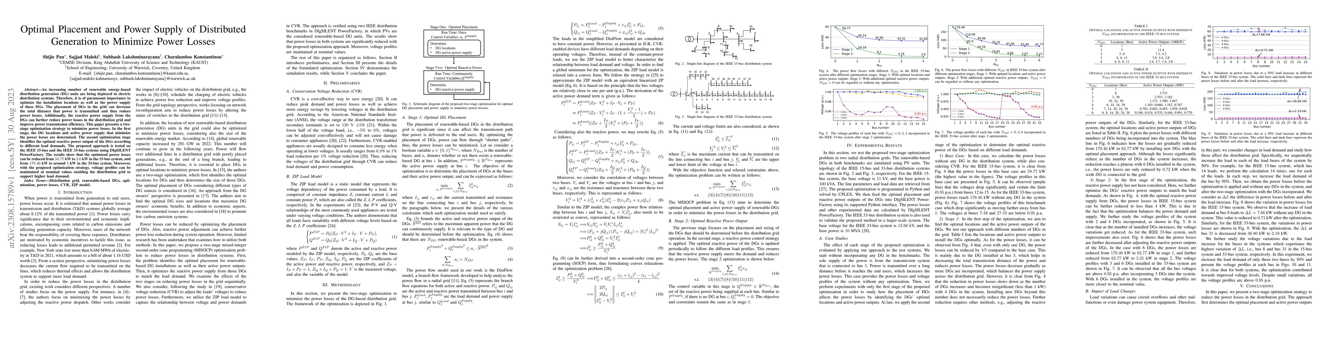 Thumbnail for Optimal Placement and Power Supply of Distributed Generation to Minimize
  Power Losses