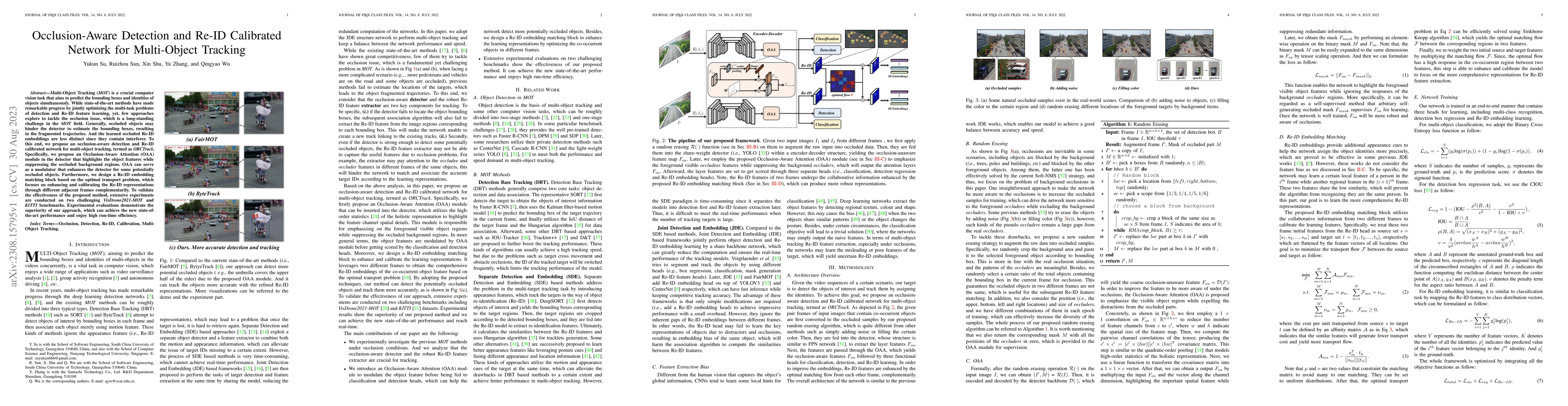 Thumbnail for Occlusion-Aware Detection and Re-ID Calibrated Network for Multi-Object
  Tracking