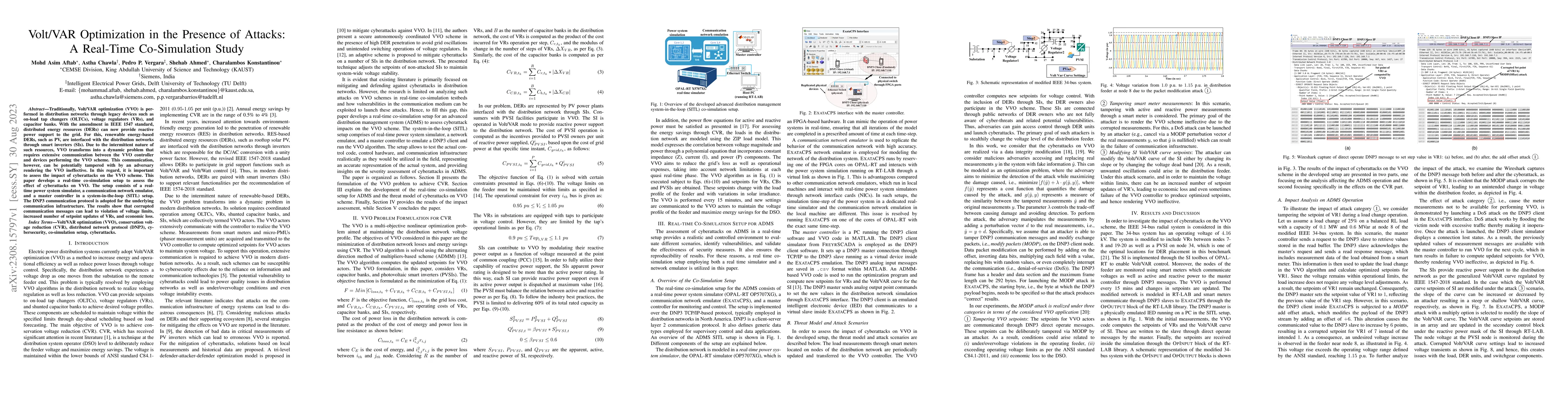 Thumbnail for Volt/VAR Optimization in the Presence of Attacks: A Real-Time
  Co-Simulation Study