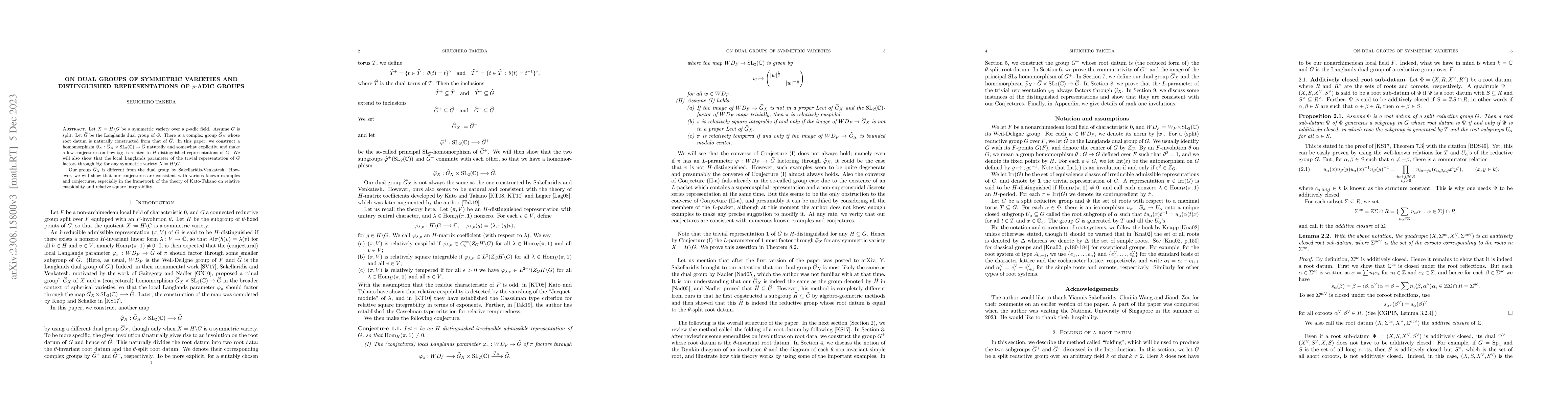 Thumbnail for On dual groups of symmetric varieties and distinguished representations
  of $p$-adic groups