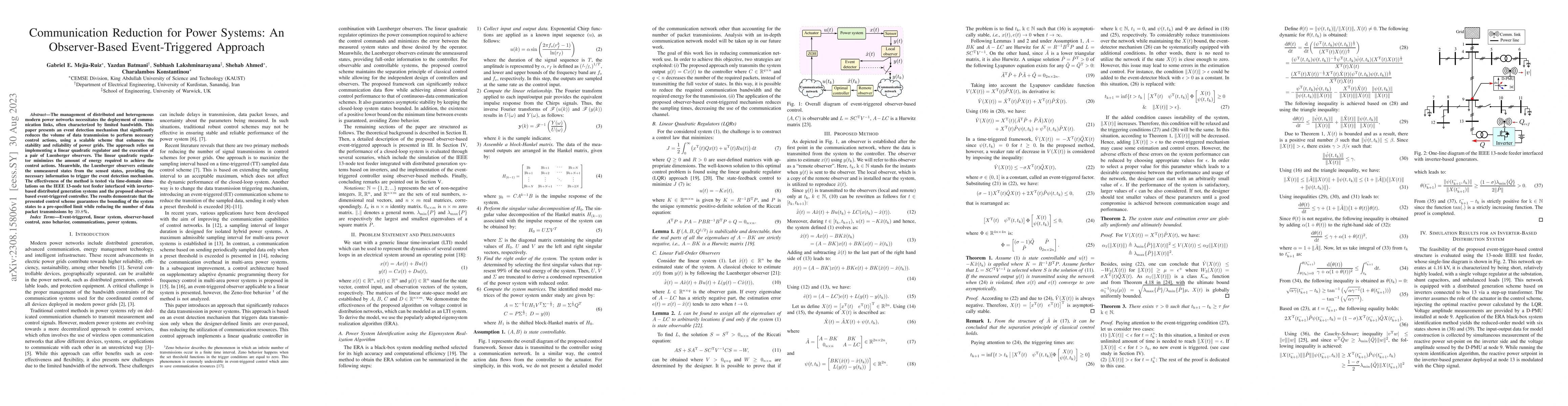 Thumbnail for Communication Reduction for Power Systems: An Observer-Based
  Event-Triggered Approach