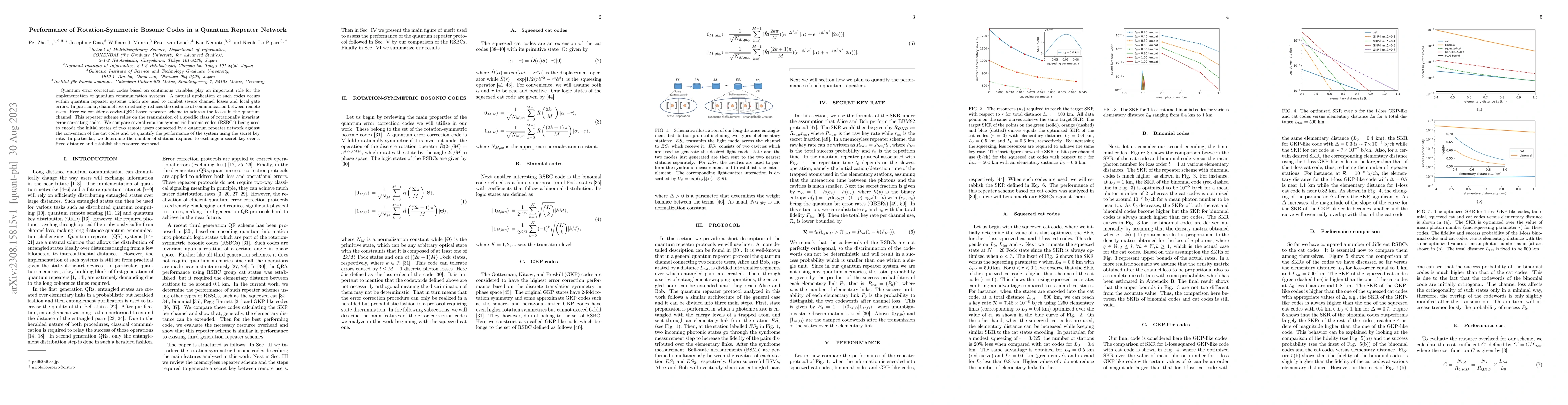 Thumbnail for Performance of Rotation-Symmetric Bosonic Codes in a Quantum Repeater
  Network