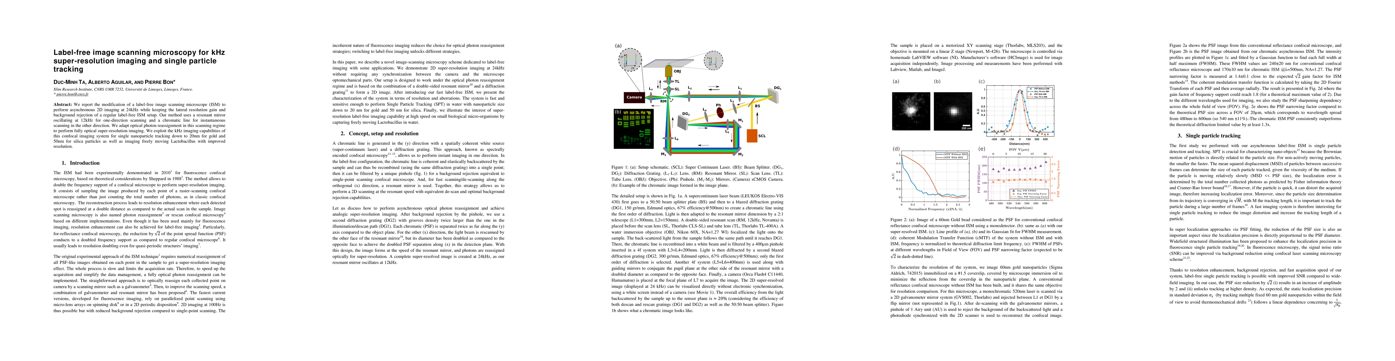 Thumbnail for Label-free image scanning microscopy for kHz super-resolution imaging
  and single particle tracking