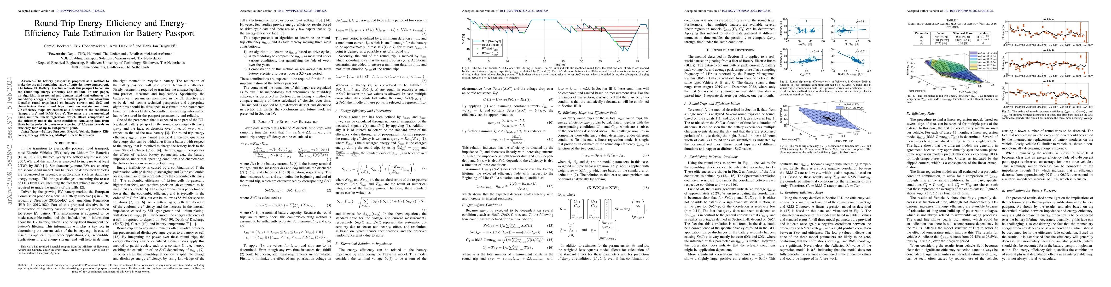 Thumbnail for Round-Trip Energy Efficiency and Energy-Efficiency Fade Estimation for
  Battery Passport