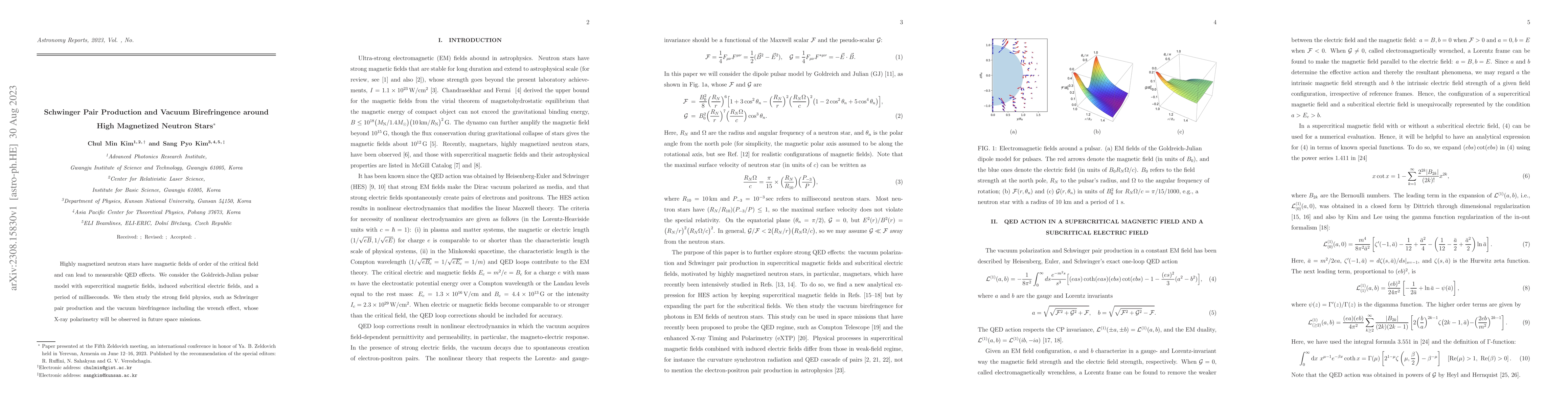 Thumbnail for Schwinger Pair Production and Vacuum Birefringence around High
  Magnetized Neutron Stars