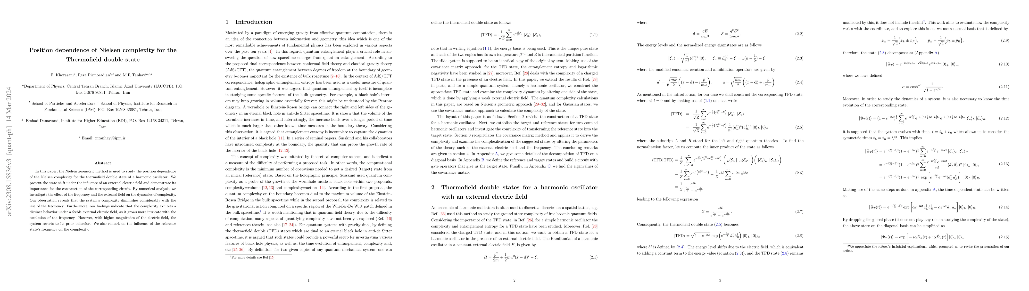 Thumbnail for Position dependence of Nielsen complexity for the Thermofield double
  state