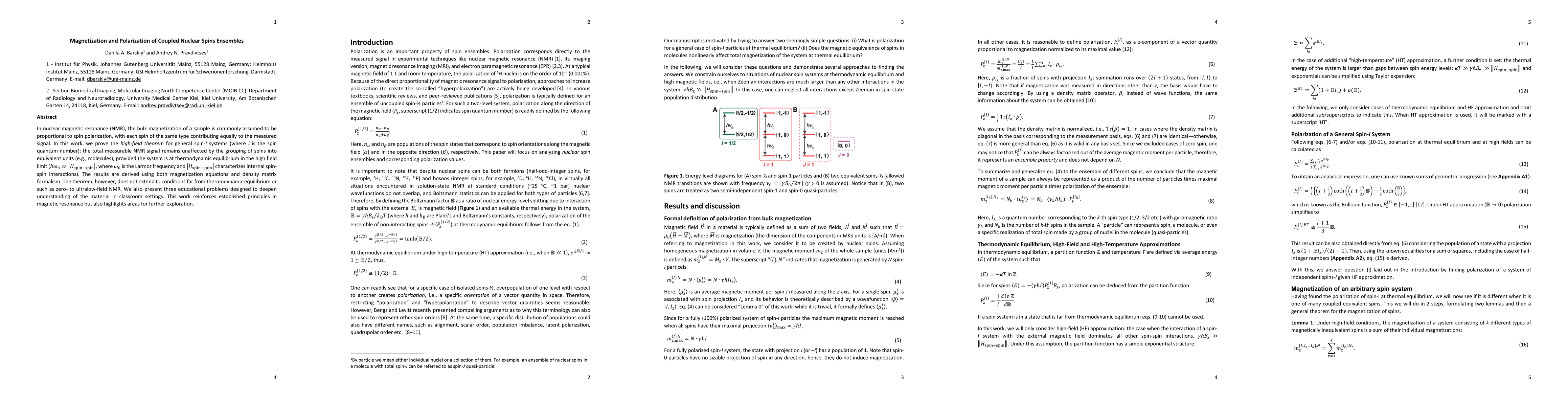 Thumbnail for Magnetization and Polarization of Coupled Nuclear Spin Ensembles