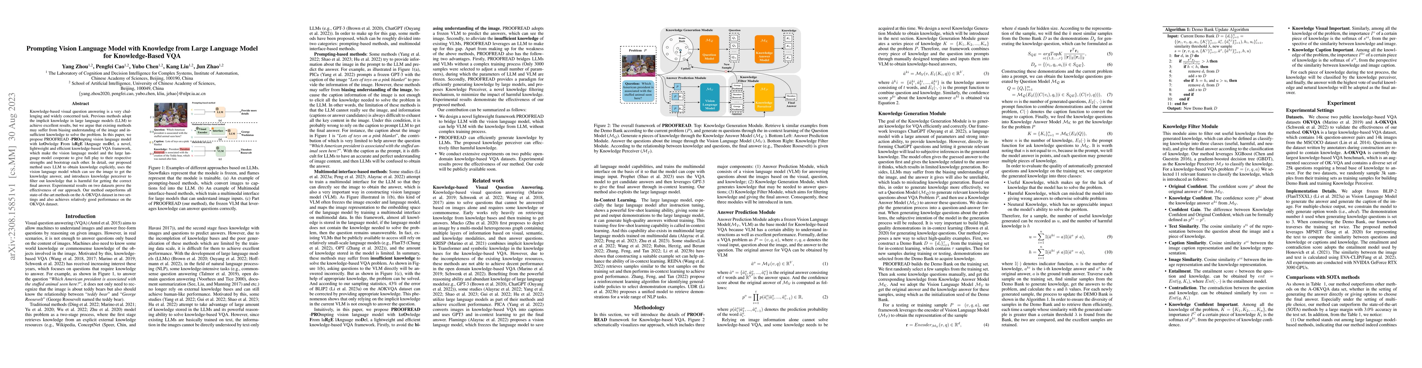 Thumbnail for Prompting Vision Language Model with Knowledge from Large Language Model
  for Knowledge-Based VQA
