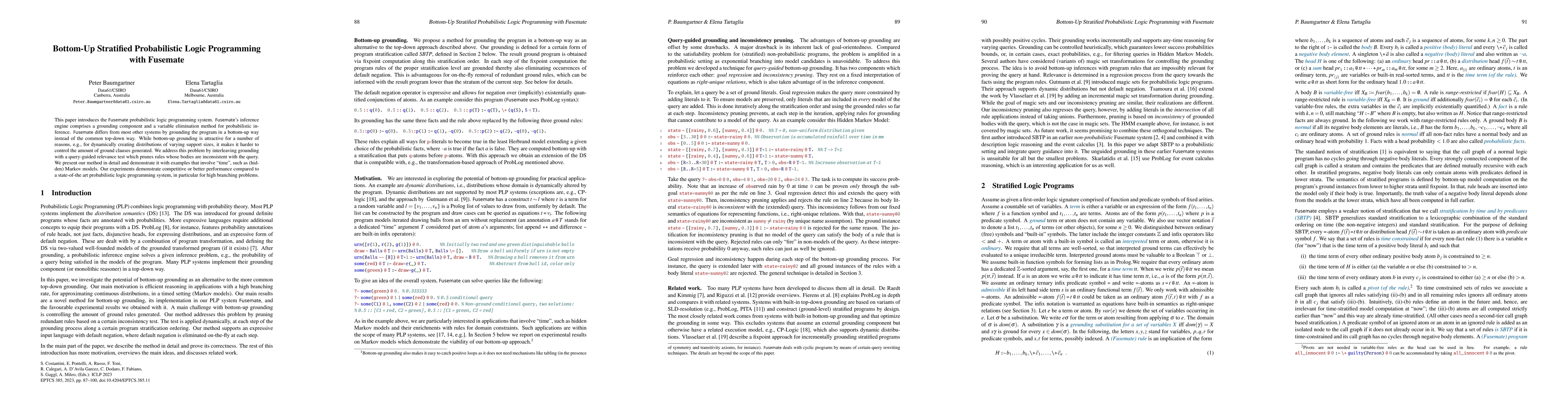 Thumbnail for Bottom-Up Stratified Probabilistic Logic Programming with Fusemate