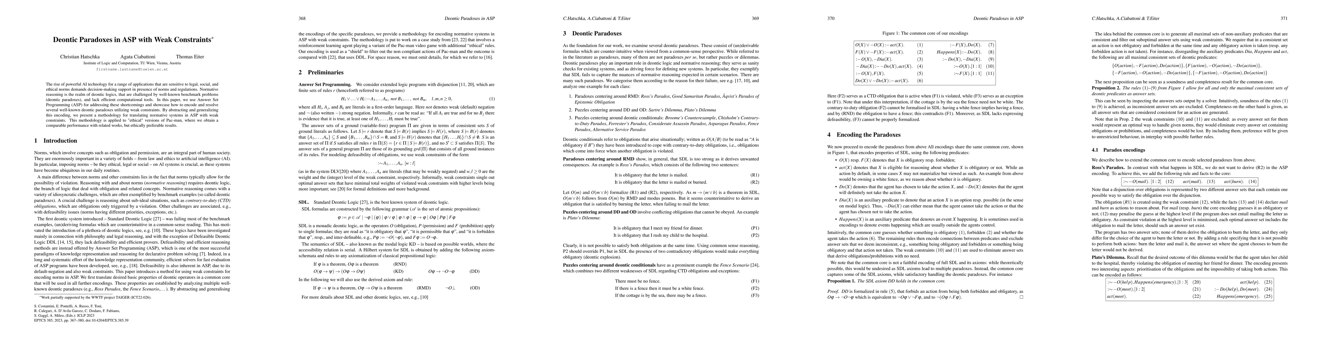 Thumbnail for Deontic Paradoxes in ASP with Weak Constraints