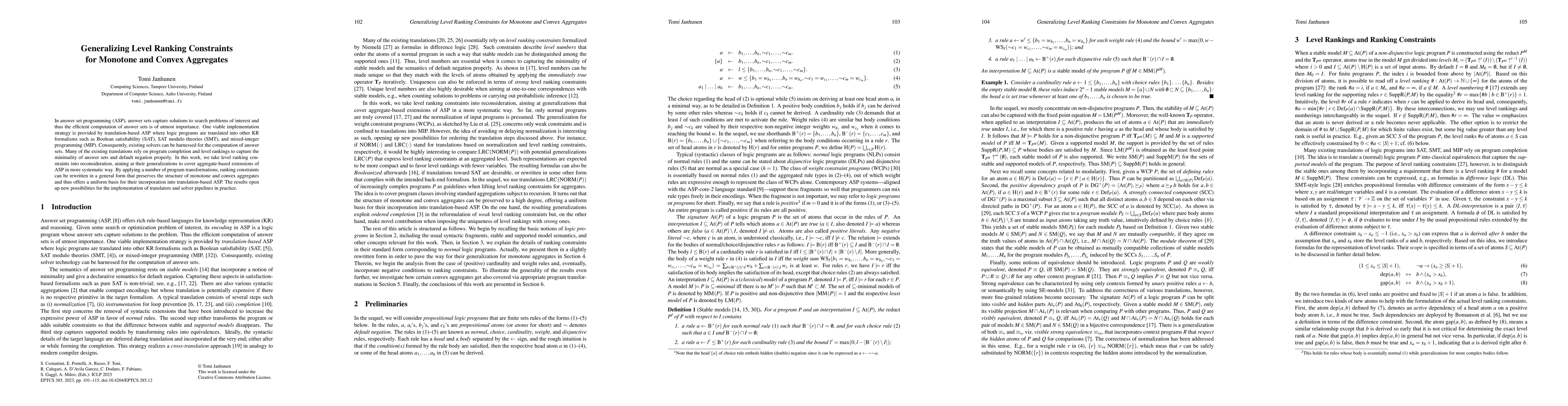 Thumbnail for Generalizing Level Ranking Constraints for Monotone and Convex
  Aggregates