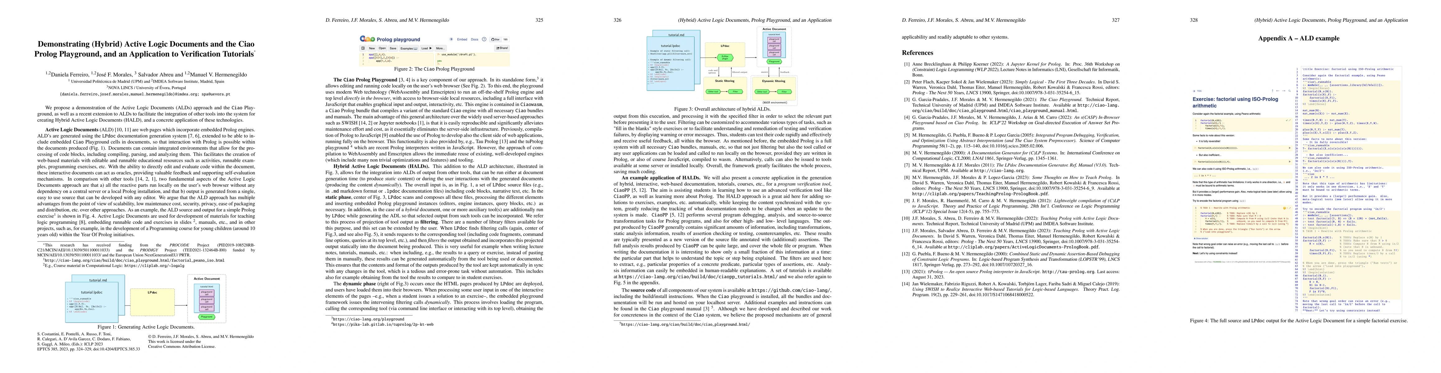 Thumbnail for Demonstrating (Hybrid) Active Logic Documents and the Ciao Prolog
  Playground, and an Application to Verification Tutorials