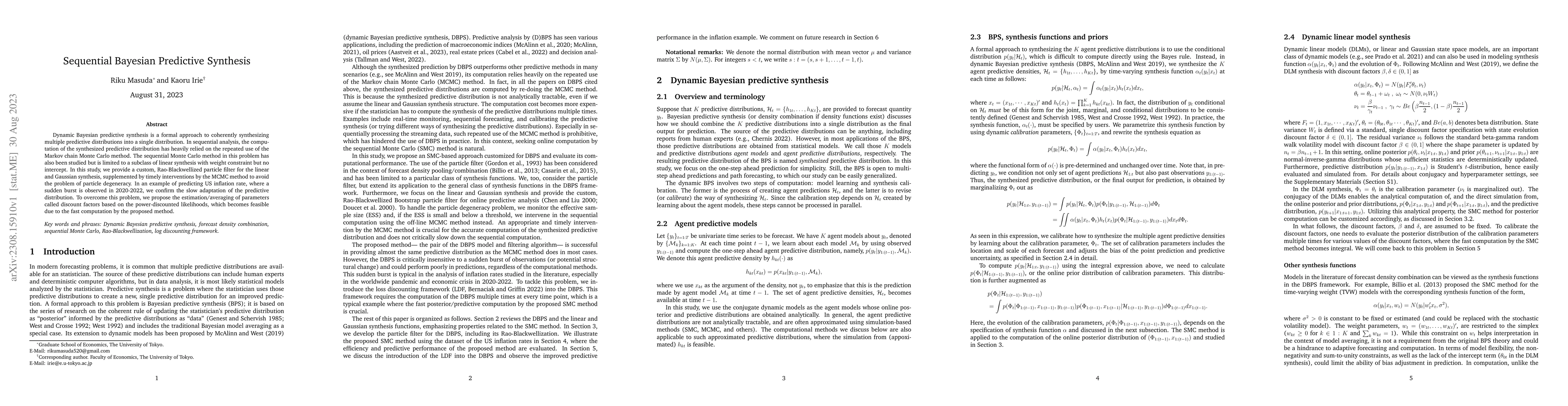 Thumbnail for Sequential Bayesian Predictive Synthesis
