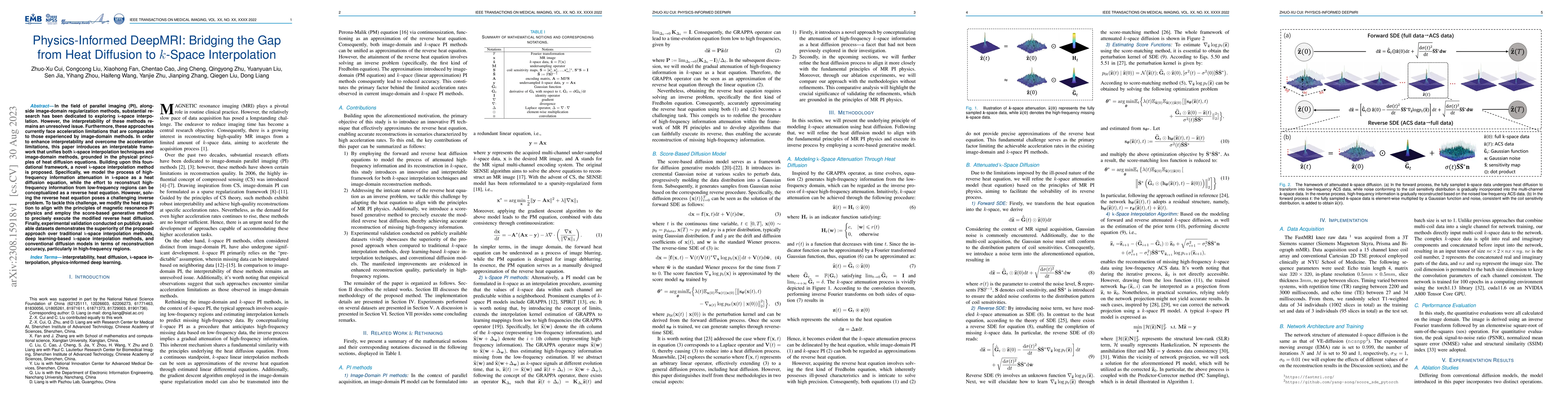 Thumbnail for Physics-Informed DeepMRI: Bridging the Gap from Heat Diffusion to
  k-Space Interpolation