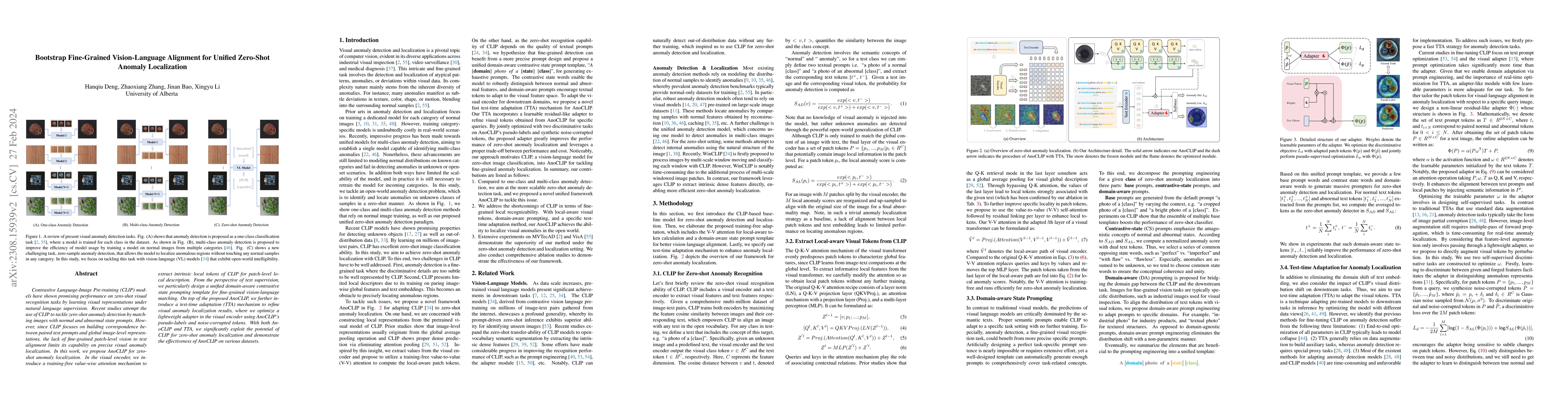 Thumbnail for Bootstrap Fine-Grained Vision-Language Alignment for Unified Zero-Shot
  Anomaly Localization