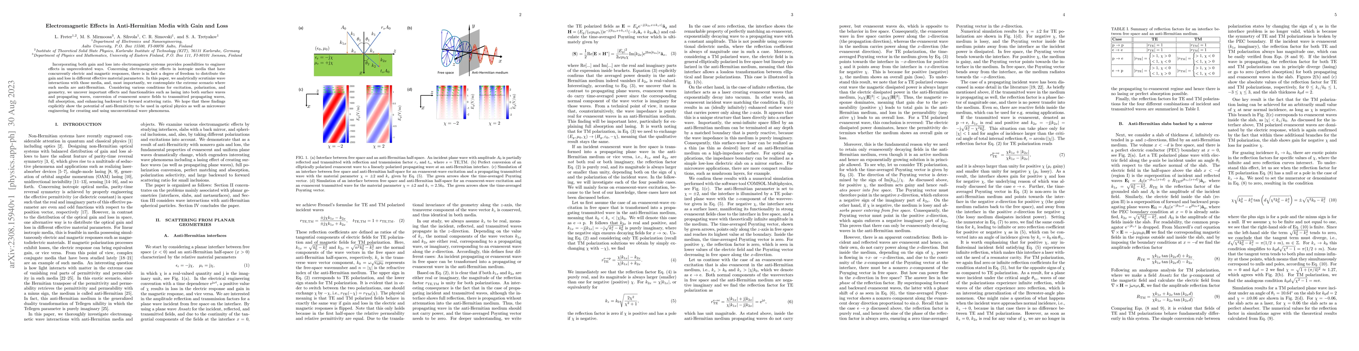 Thumbnail for Electromagnetic Effects in Anti-Hermitian Media with Gain and Loss