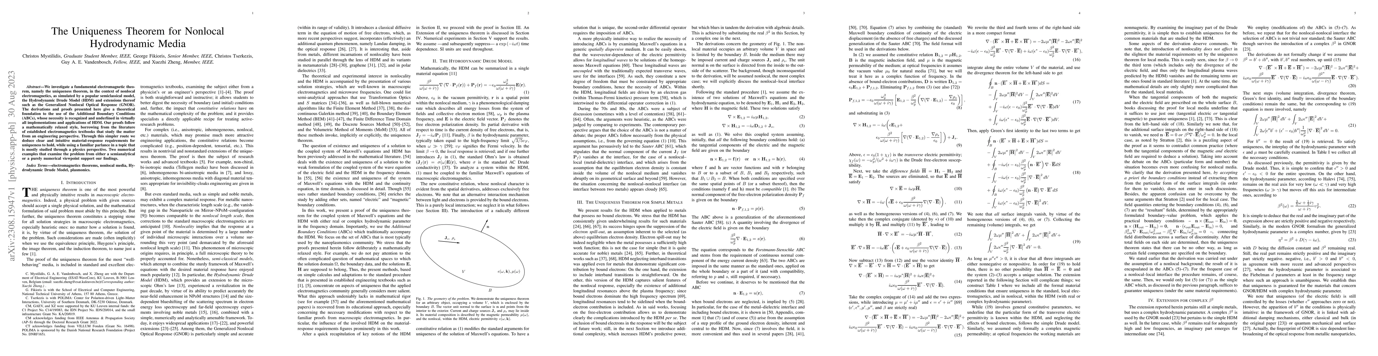 Thumbnail for The Uniqueness Theorem for Nonlocal Hydrodynamic Media
