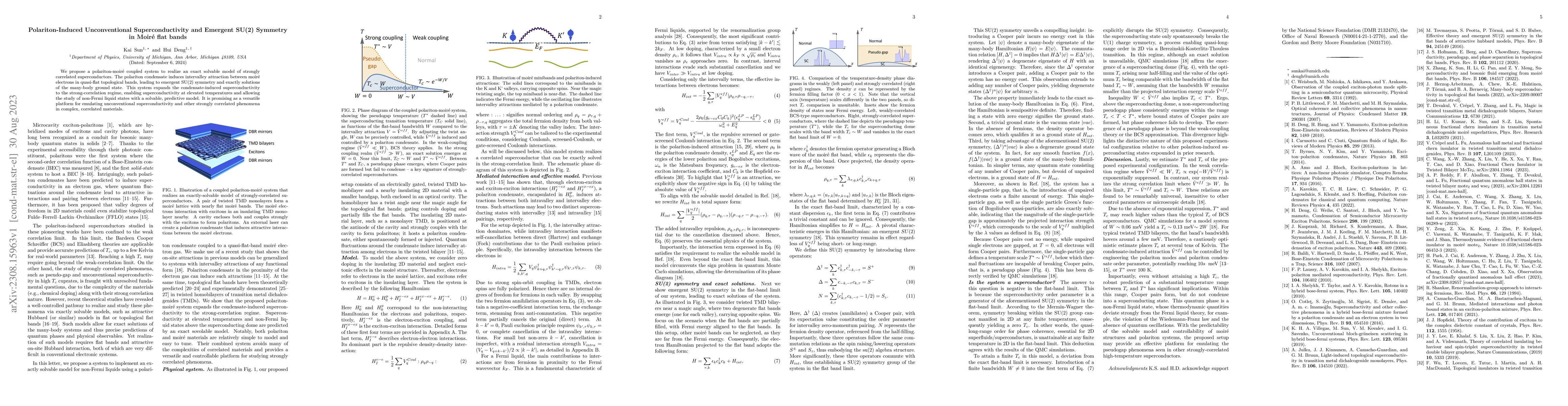 Thumbnail for Polariton-Induced Unconventional Superconductivity and Emergent SU(2)
  Symmetry in Moire flat bands