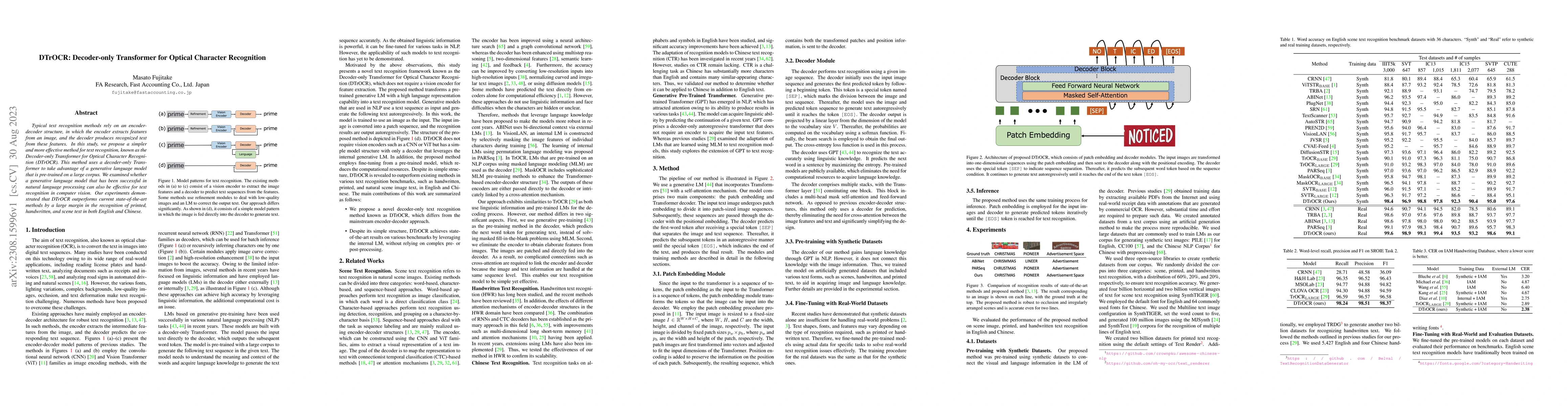 Thumbnail for DTrOCR: Decoder-only Transformer for Optical Character Recognition