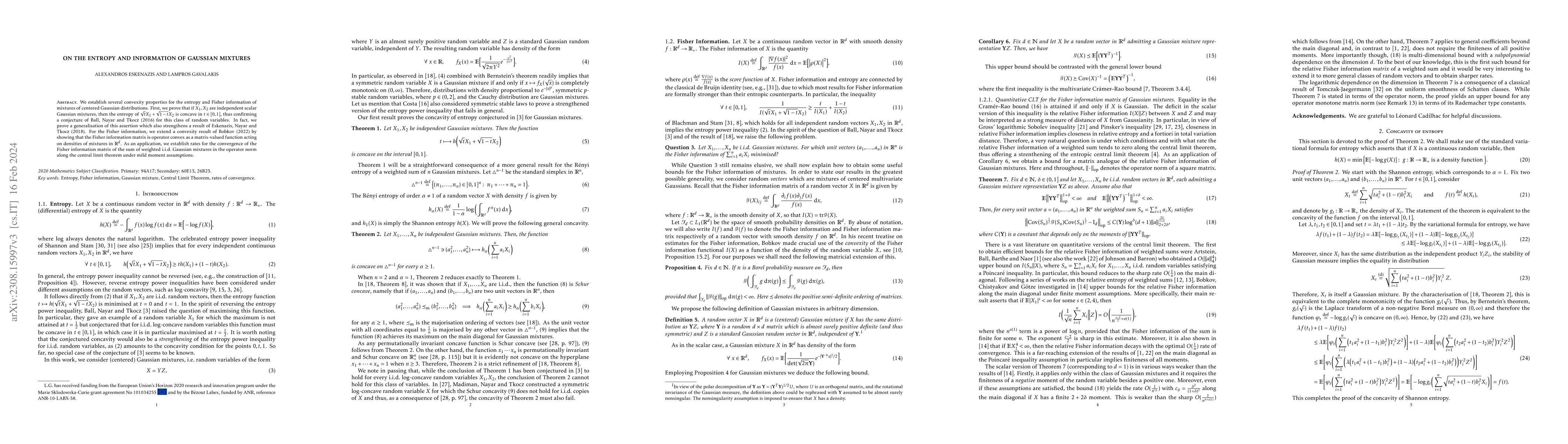 Thumbnail for On the entropy and information of Gaussian mixtures