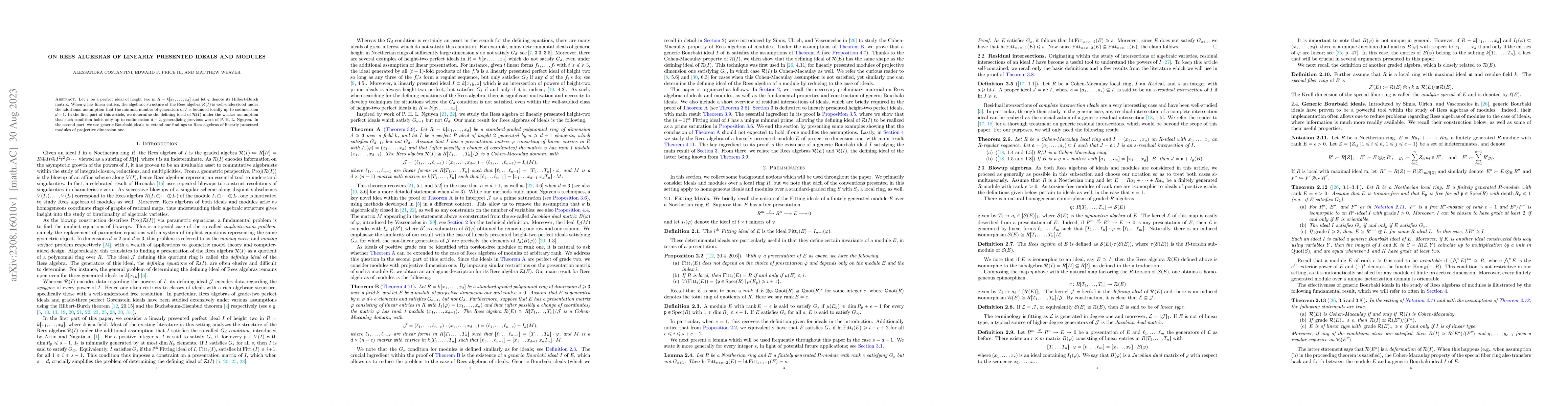 Thumbnail for On Rees algebras of linearly presented ideals and modules