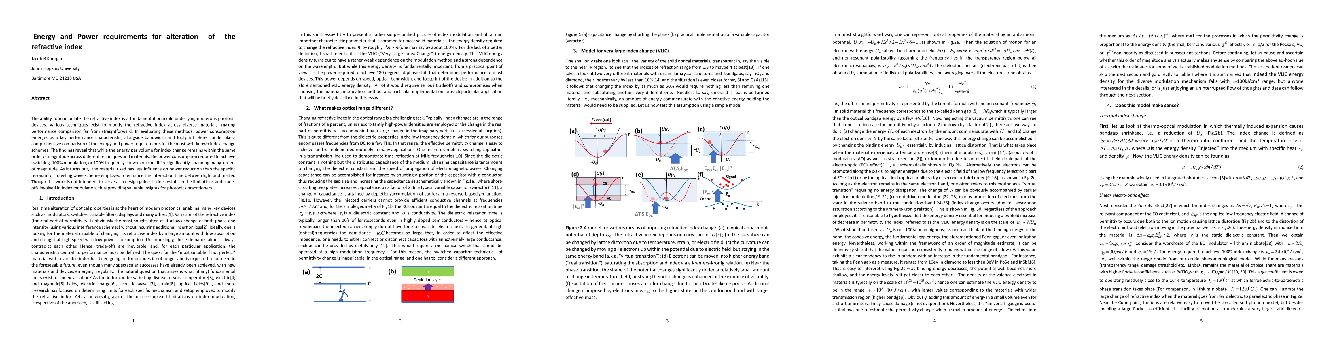 Thumbnail for Energy and Power requirements for alteration of the refractive index