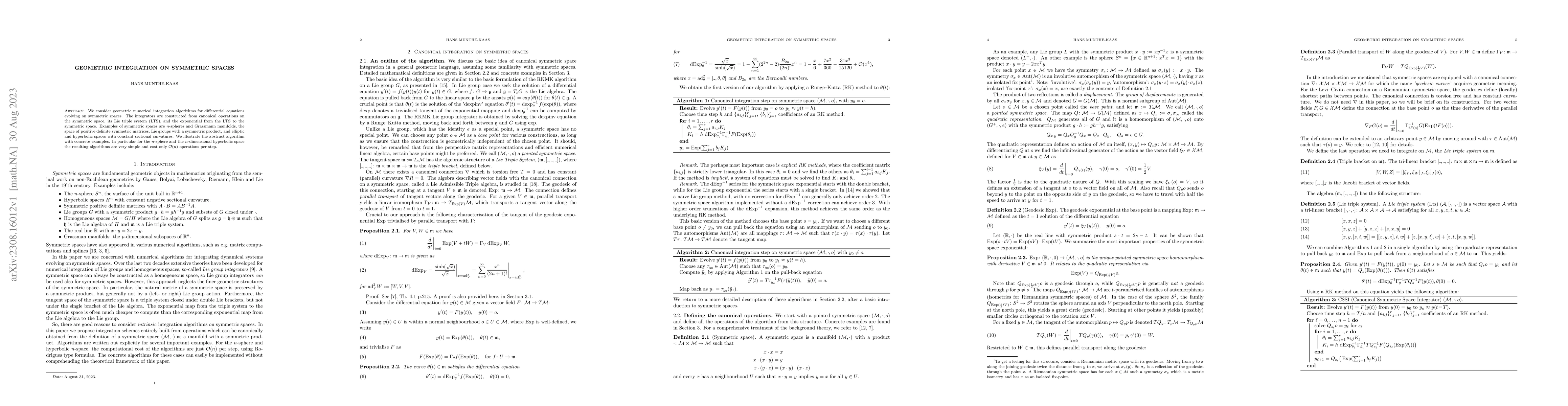 Thumbnail for Geometric integration on symmetric spaces
