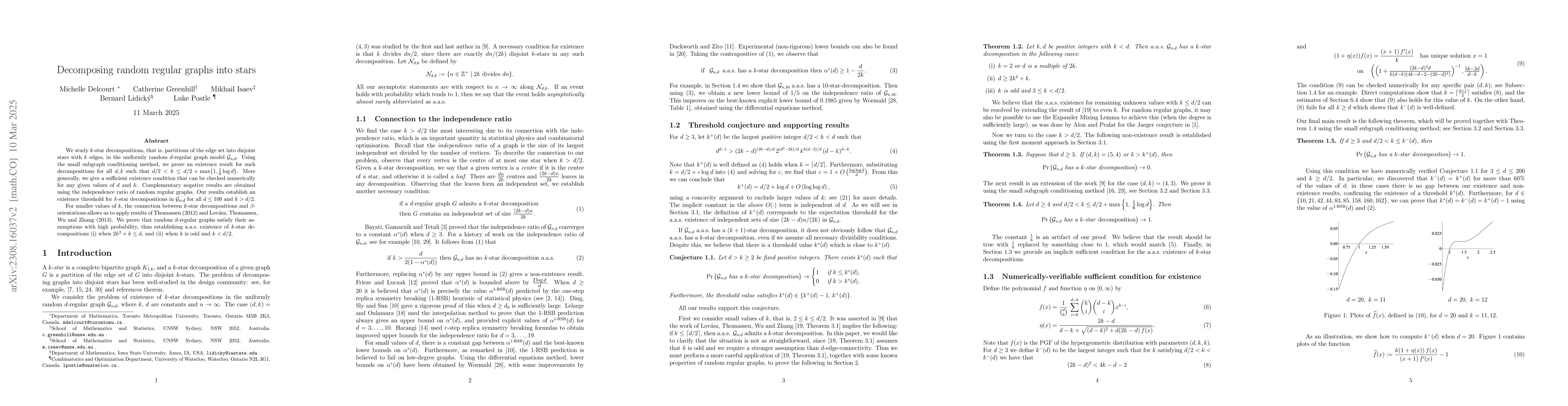 Thumbnail for Decomposing random regular graphs into stars