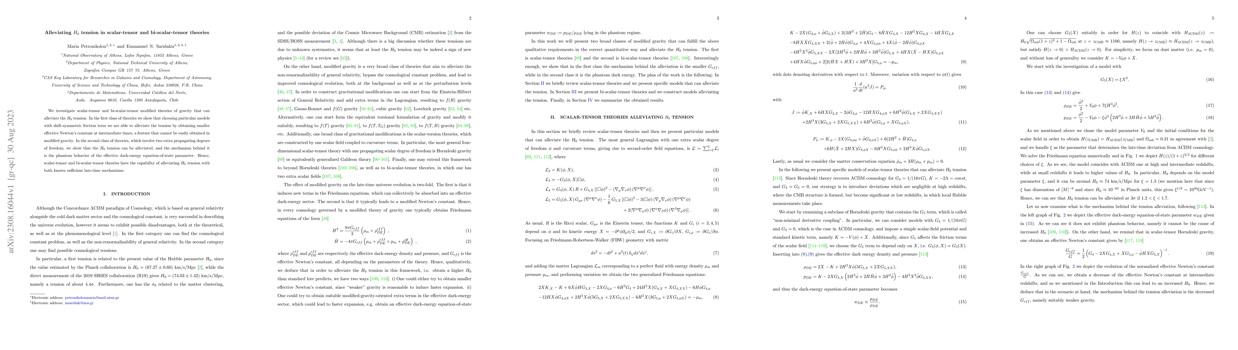 Thumbnail for Alleviating $H_0$ tension in scalar-tensor and bi-scalar-tensor theories