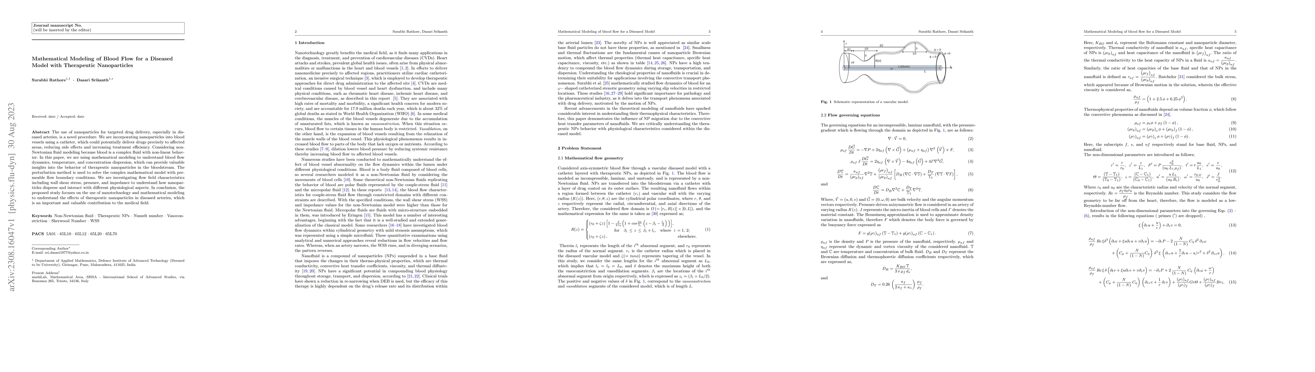 Thumbnail for Mathematical Modeling of Blood Flow for a Diseased Model with
  Therapeutic Nanoparticles