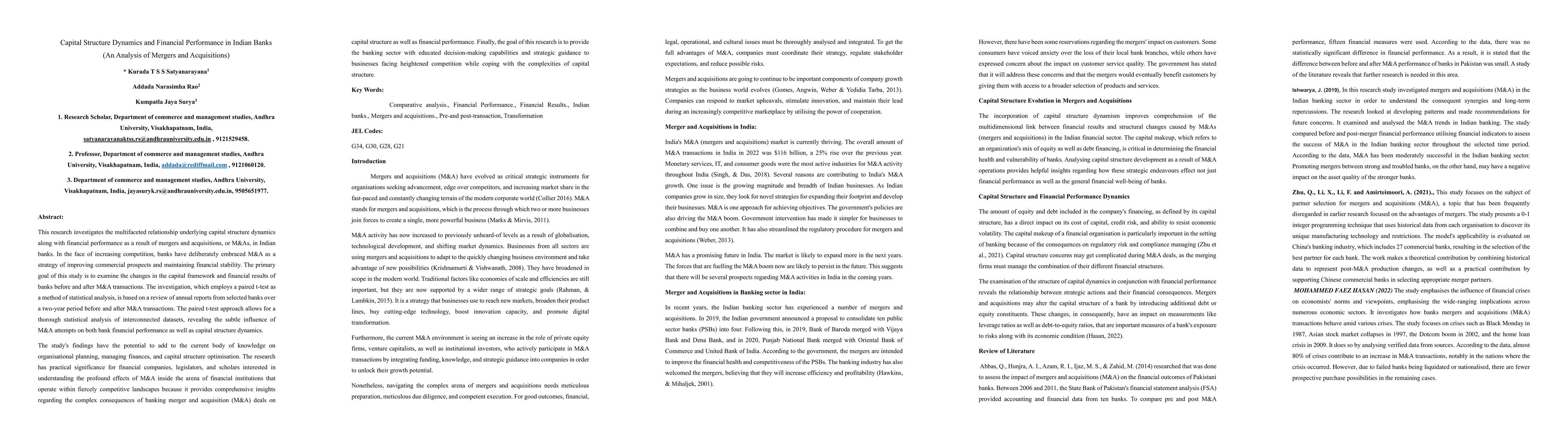 Thumbnail for Capital Structure Dynamics and Financial Performance in Indian Banks (An
  Analysis of Mergers and Acquisitions)