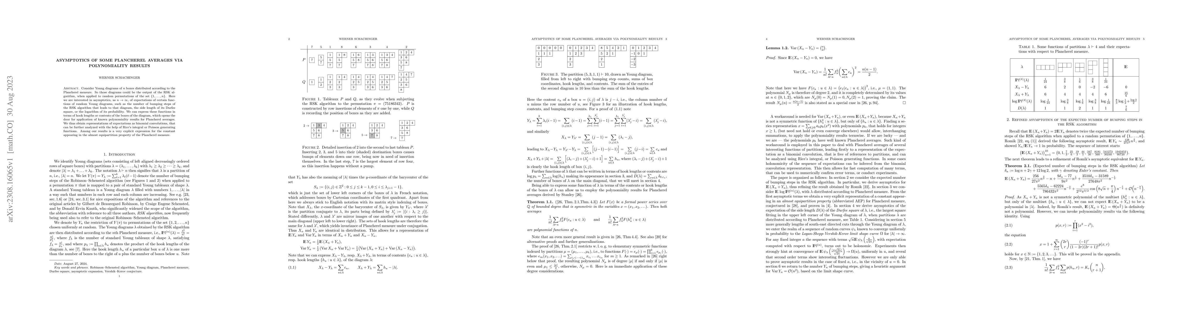 Thumbnail for Asymptotics of Some Plancherel Averages via Polynomiality Results