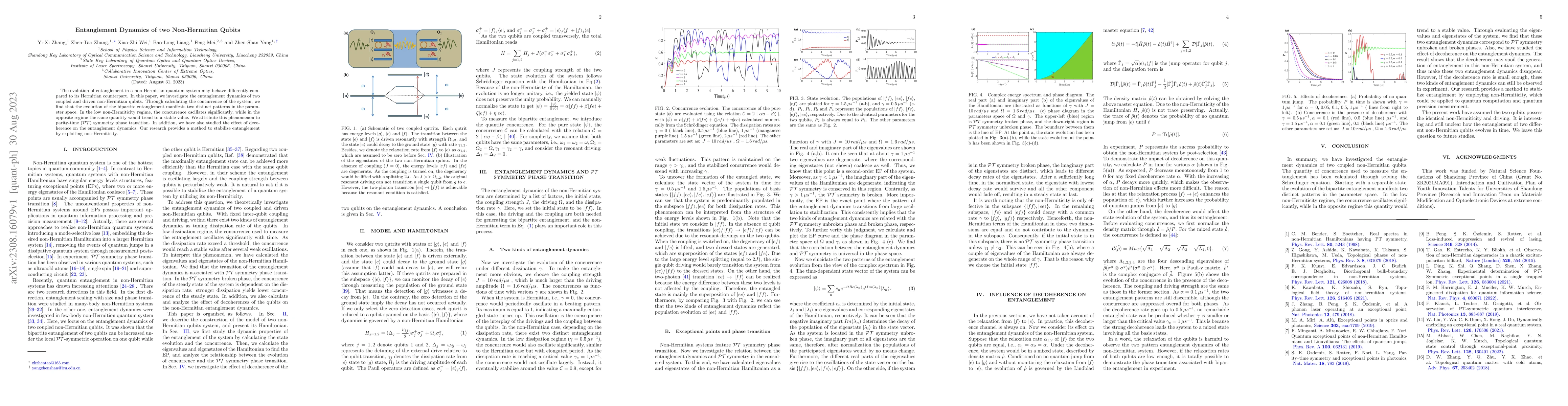 Thumbnail for Entanglement Dynamics of two Non-Hermitian Qubits