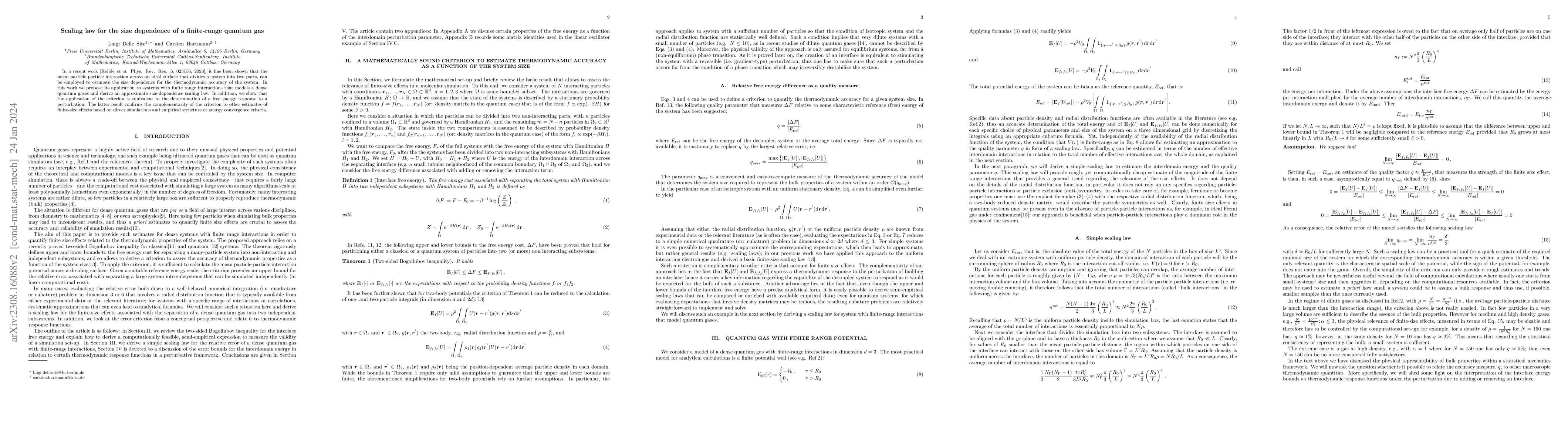 Thumbnail for Scaling law for the size dependence of a finite-range quantum gas
