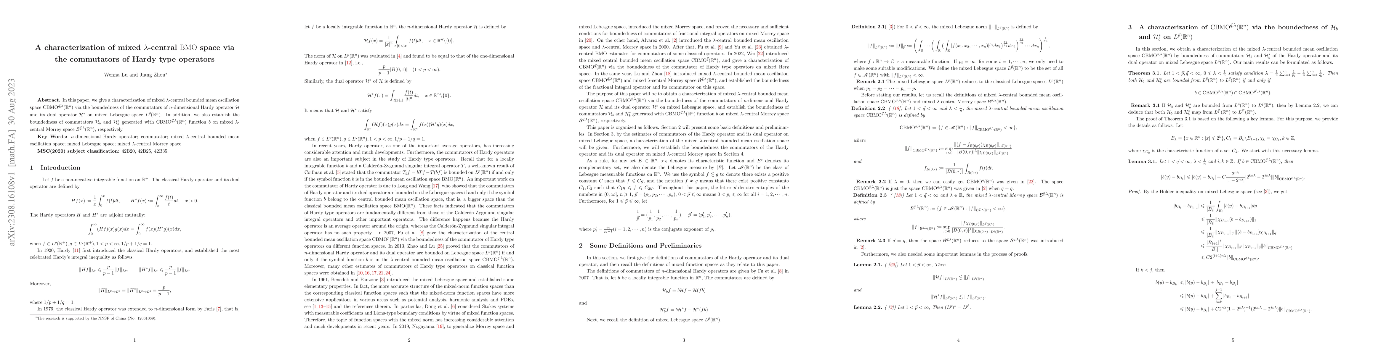 Thumbnail for A characterization of mixed $\lambda$-central $\mathrm{BMO}$ space via
  the commutators of Hardy type operators