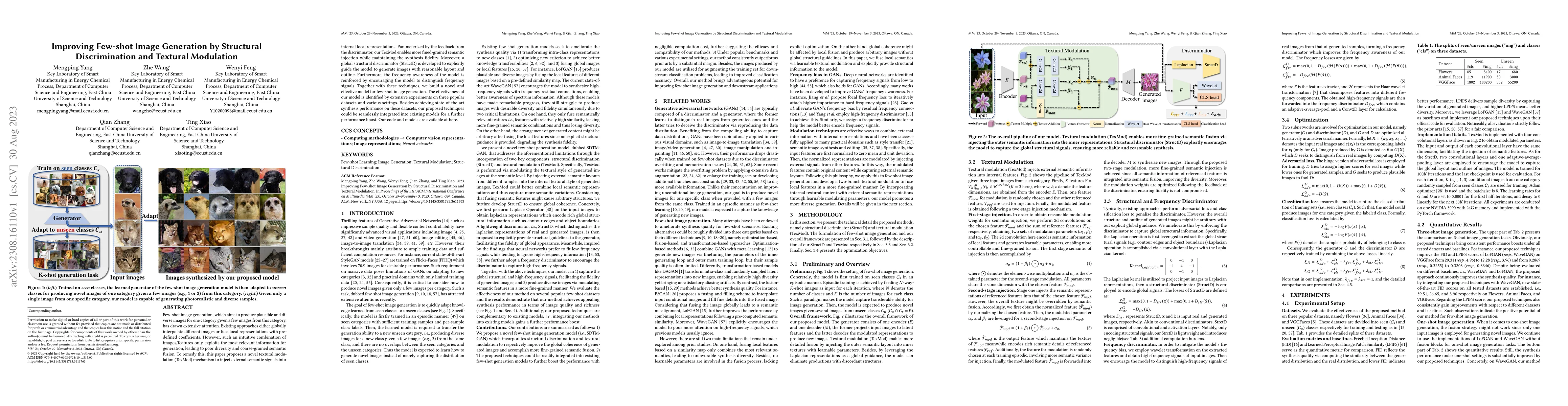 Thumbnail for Improving Few-shot Image Generation by Structural Discrimination and
  Textural Modulation