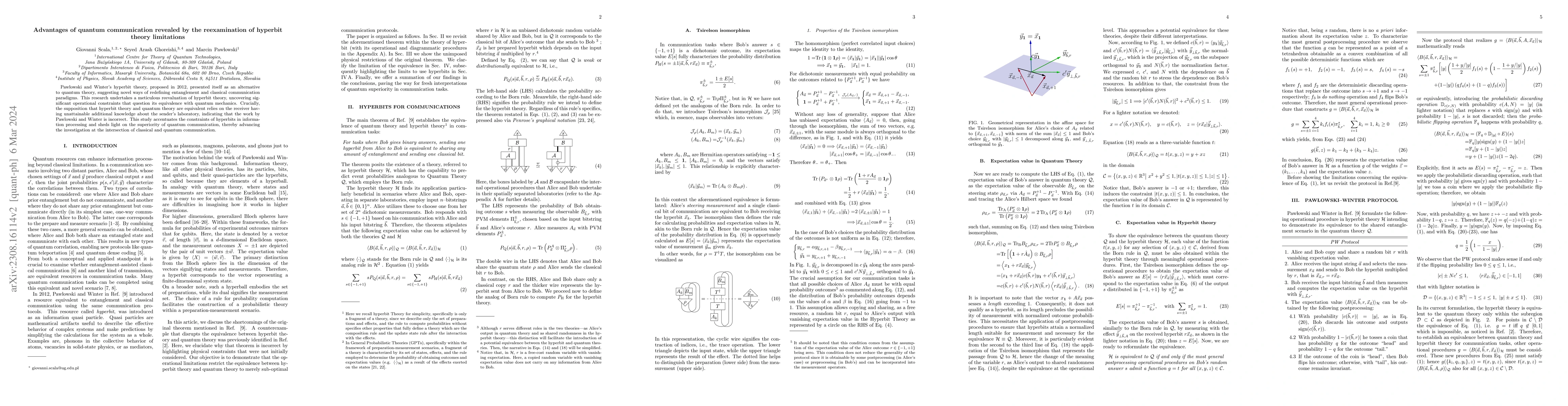 Thumbnail for Advantages of quantum communication revealed by the reexamination of
  hyperbit theory limitations